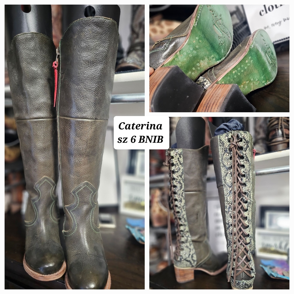 Freebird by Steven Catrina size 6 olive leather lace up boot